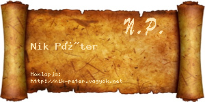 Nik Péter névjegykártya